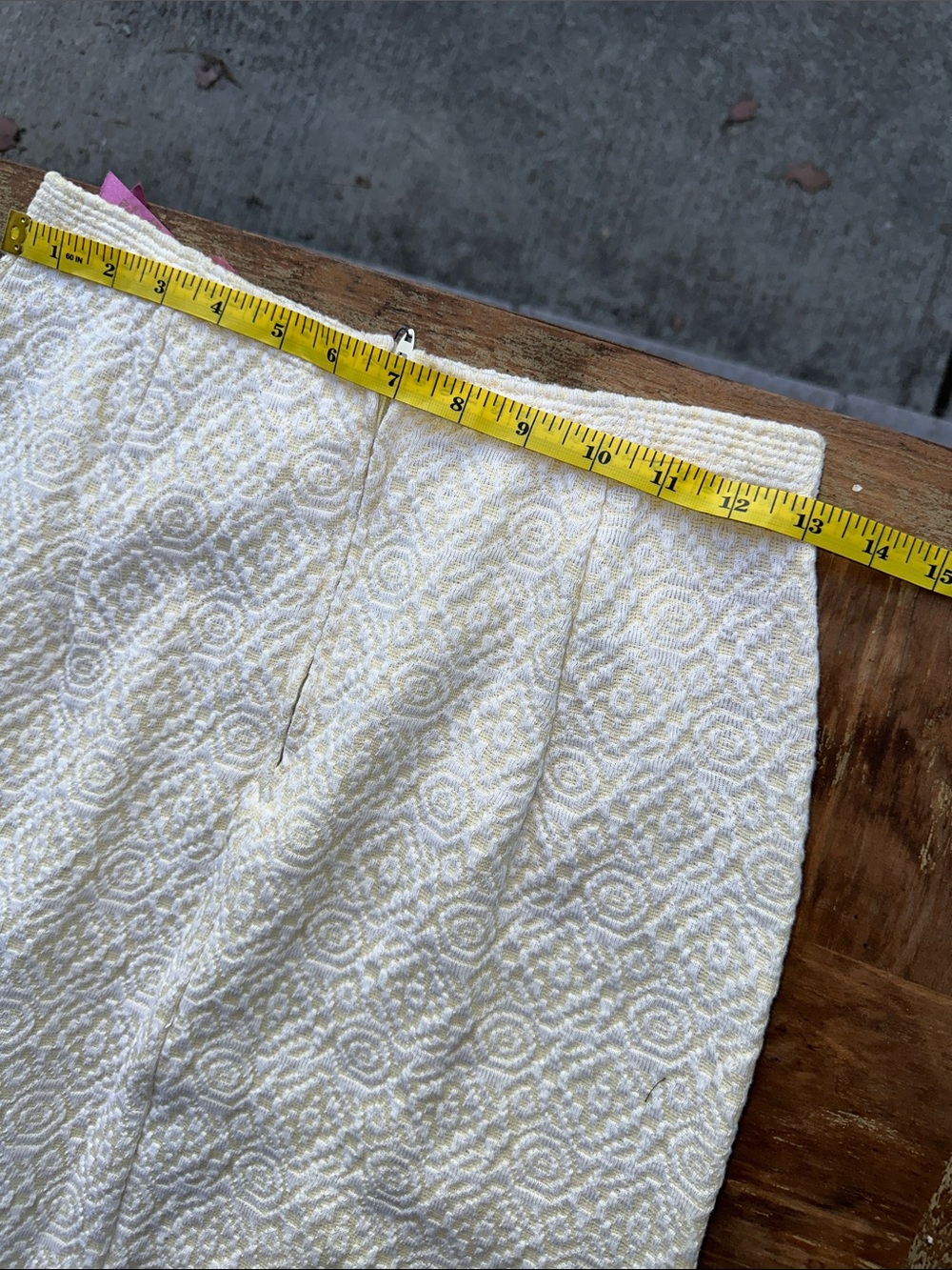 Koret yellow Textured Jacquard Pencil Skirt Geometric Motif - Deadstock 1966 - Picture 6 of 6